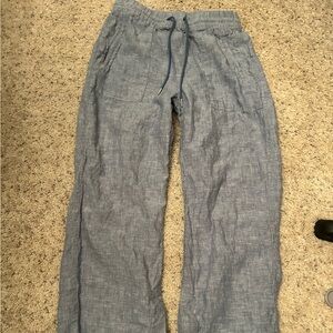 Athleta Retreat linen jogger pants in blue